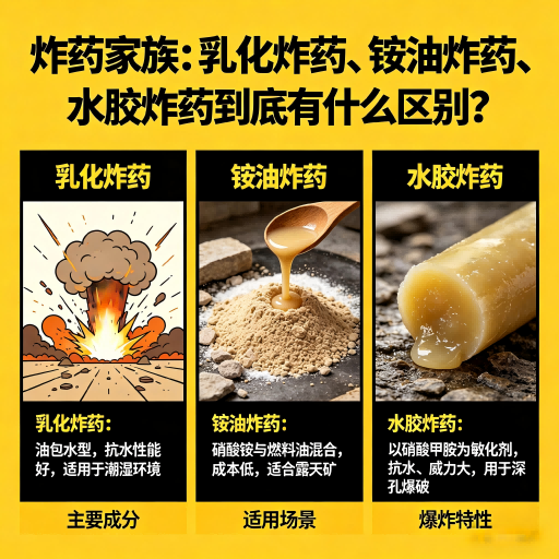 广宁炸药家族：乳化炸药、铵油炸药、水胶炸药到底有什么区别？